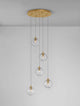 Coen Pendelleuchte 5-flammig Ø 35cm Gold, Transparent - elegante Hängelampe mit Glas und Aluminium.