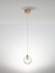 Coen Pendelleuchte Gold, Transparent - mattgoldene Hängelampe mit transparentem Glaskugel-Schirm, 25 cm Durchmesser, moderne Innenraumbeleuchtung