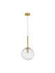 Coen Pendelleuchte Gold, Transparent – mattgoldene Hängelampe mit transparentem Glasball (Ø25 cm) und Aluminiumstange, G9-Fassung separat bestellen