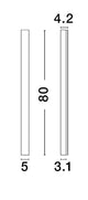 Maßzeichnung der Colby LED Wandleuchte 3000K Schwarz mit Abmessungen 20cm x 3,1cm x 4,2cm.