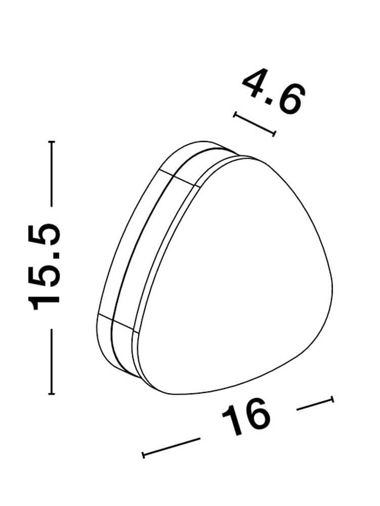 Maßzeichnung der Combo LED Außenwandleuchte 3000K Anthrazit IP65, mit Abmessungen 15.5 cm x 16 cm x 4.6 cm.