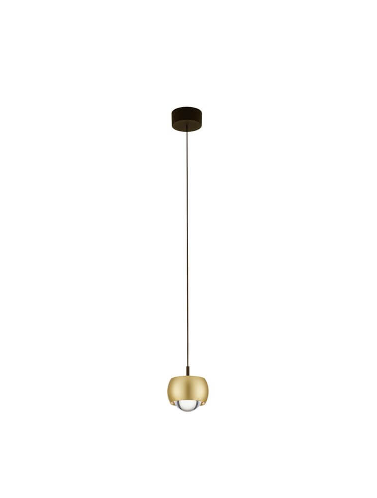 Conga LED Pendelleuchte Ø 9,6cm 3000K in edlem Goldton, zeitgenössisches Design für moderne Wohnkonzepte.
