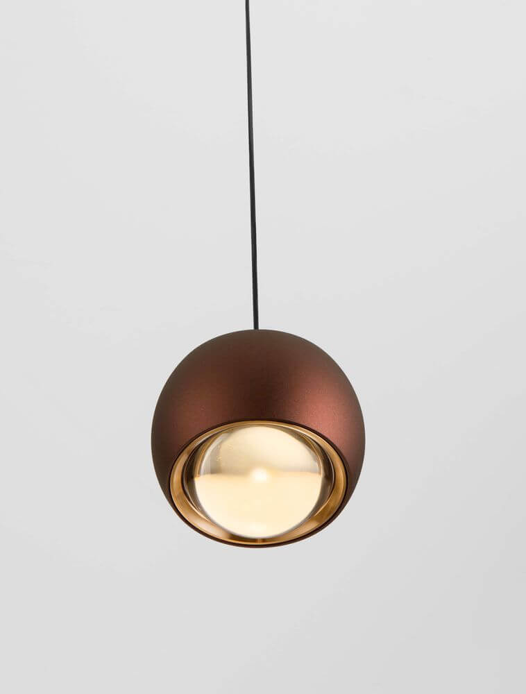 Conga LED Pendelleuchte Ø 9,6cm 3000K in edlem Goldton und Aluminium-Design, ideal für moderne Wohnkonzepte.
