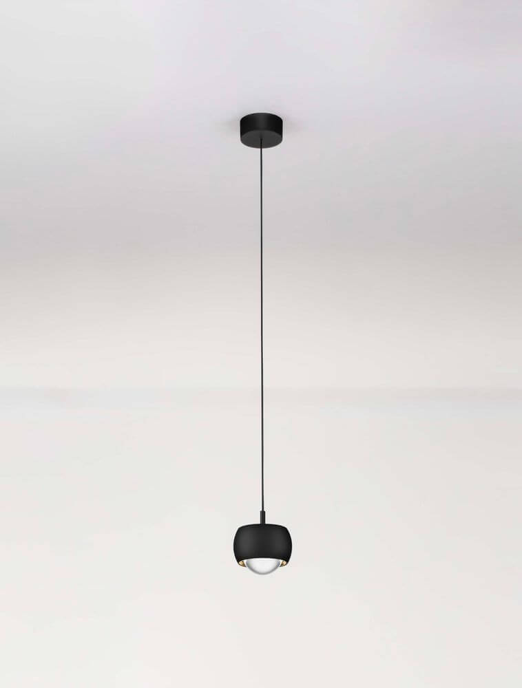 Conga LED Pendelleuchte Ø 9,6cm 3000K in modernem Design mit schwarzem Gehäuse und Pendelaufhängung.