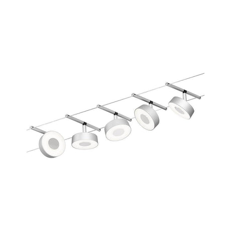 CorDuo LED cable system Circle basic set chrome with five LED spots mounted on a cable system.
