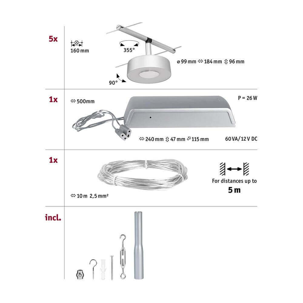 Corduo LED rope system circle basic set chrome
