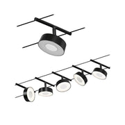 CorDuo LED Seilsystem Circle Basis-Set Schwarz-Matt, Chrom mit 5 LED-Spots für Wand- und Deckenmontage