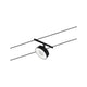 CorDuo LED Seilsystem Circle Basis-Set Schwarz-Matt, Chrom mit einem LED-Spot an den Seilen montiert.