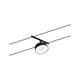 CorDuo LED Seilsystem Circle Basis-Set Schwarz-Matt, Chrom mit 5 LED-Spots an einem Seil montiert.