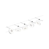 CorDuo LED Seilsystem Circle mit 5 matten weißen Spots zur flexiblen Wand- und Deckenmontage.