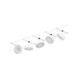 CorDuo LED Seilsystem Circle Basis-Set in Weiß und Chrom mit 5 LED-Spots für individuelle Raumgestaltung.