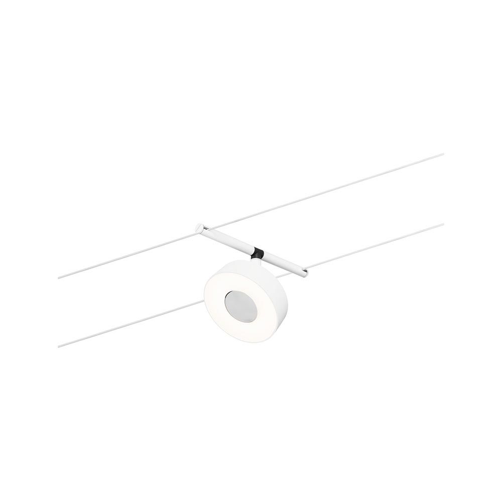 CorDuo LED Seilsystem Circle Basis-Set in Weiß, Chrom mit LED-Spot für flexible wand- oder deckenmontage.