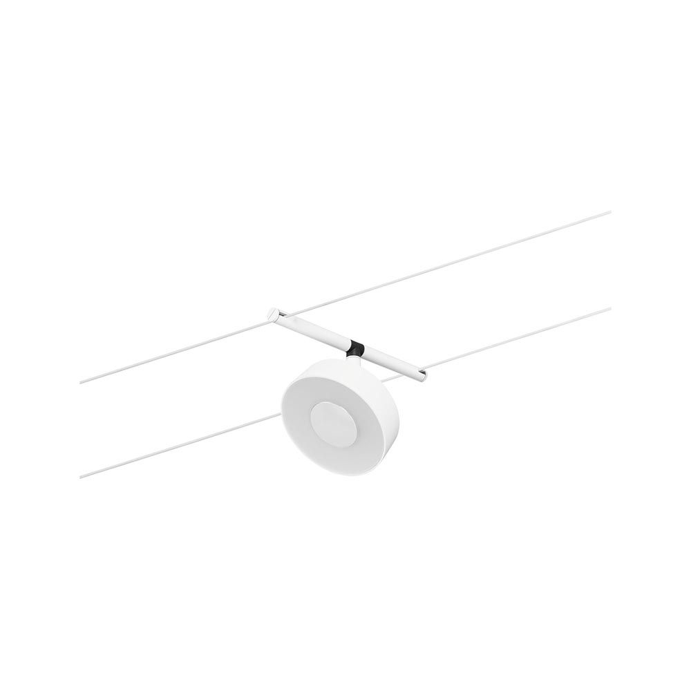 CorDuo LED Seilsystem Circle Basis-Set in Weiß und Chrom, ideal für Wand- und Deckenmontage.
