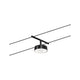 CorDuo LED Seilsystem Circle Einzelspot Schwarz-Matt, Chrom an einer Decke montiert.