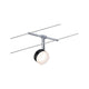 CorDuo LED Seilsystem Clear Basis-Set Schwarz, Chrom mit einem modernen LED-Spot auf einem Seil.