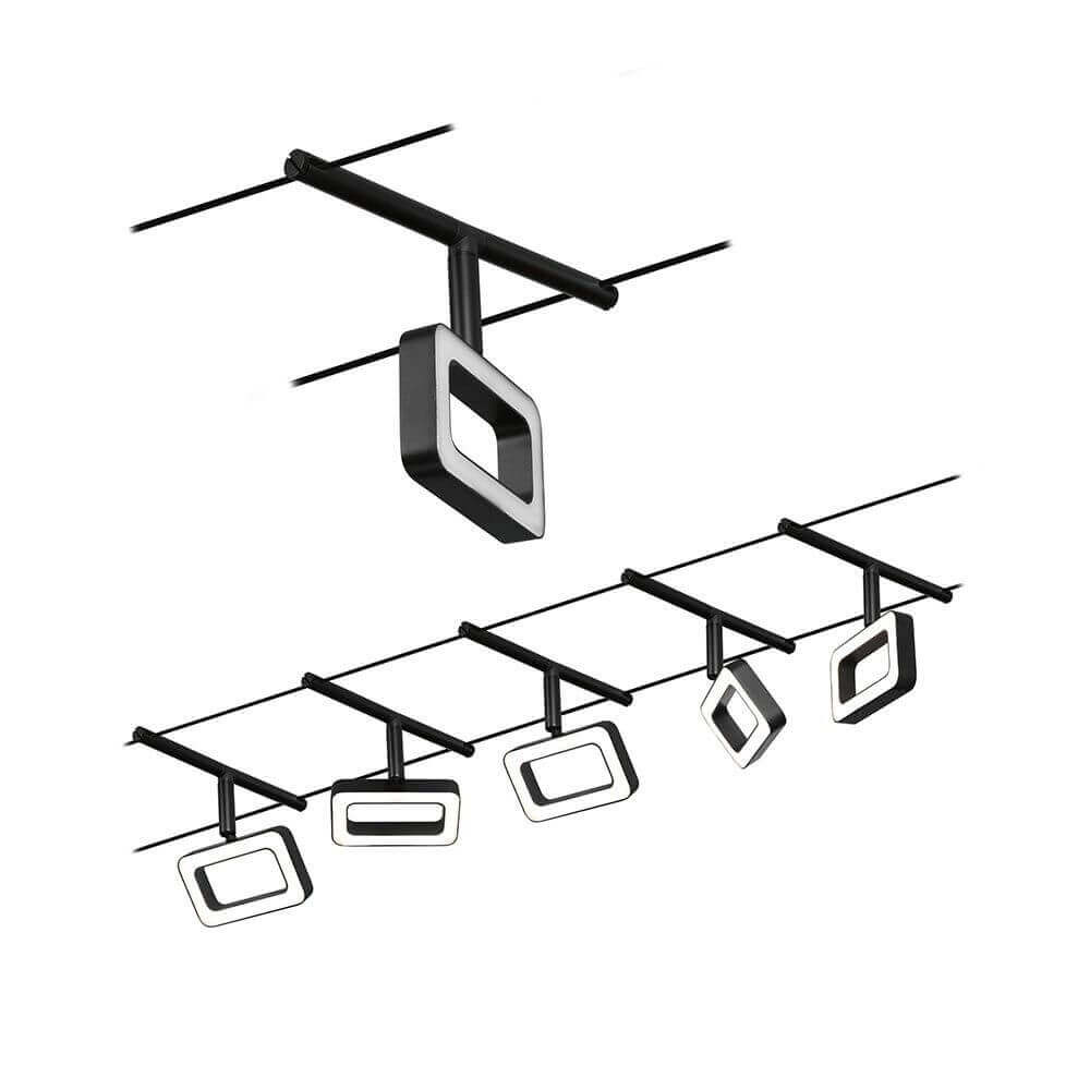 CorDuo LED Seilsystem Frame Basis-Set Schwarz-Matt, Chrom