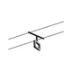 CorDuo LED Seilsystem Frame Basis-Set Schwarz-Matt, Chrom mit quadratischem Spot auf Seil befestigt.