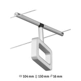 Einzelspot Frame in Chrom-Matt, ideal für Seilsysteme, flexibel montierbar an Wand oder Decke.