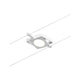 CorDuo LED Seilsystem Mac Basis-Set Weiß, Chrom mit quadratischem LED-Spot an einem Seilsystem montiert.