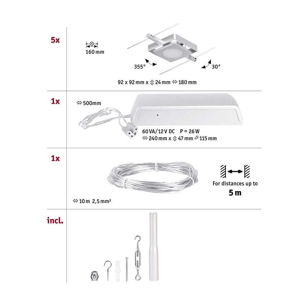 CorDuo LED Seilsystem Mac Basissett Chrom-Matt