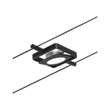 Einzelspot MacLED in Schwarz matt und Chrom, ideal für Seilsysteme, vielseitig montierbar an Wand oder Decke.