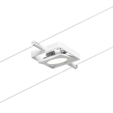 CorDuo LED système sur câbles Mac spot individuel blanc mat, chromé monté sur un câble.