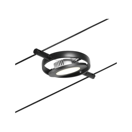 CorDuo LED système de câbles Round Mac spot individuel noir, chromé pour des aménagements d’espace personnalisés.