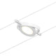 CorDuo LED Seilsystem Einzelspot Round Mac Weiß-Matt, Chrom an einem Seilsystem montiert.
