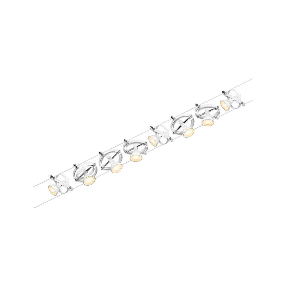 CorDuo Seilsystem Cardan Basis-Set 8-flg. Weiß-Matt mit 8 Spots für individuelle Lichtgestaltung.