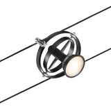 CorDuo Seilsystem Cardan Basis-Set in Schwarz-Matt mit Spot auf Kabel montiert