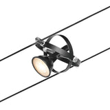 Schwarzer Spot für Seilsystem von CorDuo im modernen Design, ideal für individuelle Raumgestaltungen.