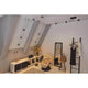 CorDuo Seilsystem Cardan Basis-Set Schwarz-Matt, Chrom in modernem Wohnraum mit Deckeninstallationen.