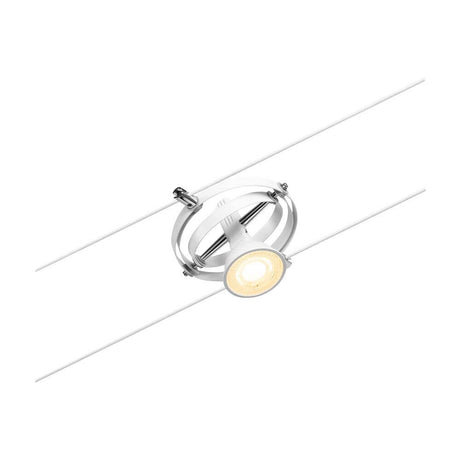 CorDuo système sur câble Cardan spot individuel blanc mat, chromé monté sur un système sur câble.