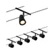 CorDuo Seilsystem Cup Basis-Set Schwarz-Matt, Chrom mit 5 Spots ohne Leuchtmittel