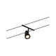 CorDuo Seilsystem Cup Basis-Set Schwarz-Matt, Chrom mit Spot auf Seil installiert.