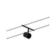 CorDuo Seilsystem Cup Basis-Set Schwarz-Matt, Chrom mit Spot an Seilen montiert.