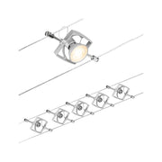 CorDuo Seilsystem Mac II Basis-Set Chrom-Matt, modernes LED-Seilsystem mit verstellbaren Spots für Wand- und Deckenmontage