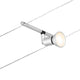 Seilspot in Chrom-Matt, flexibel montierbar an Wand oder Decke, ideal für individuelle Lichtinstallationen.