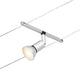 Seilsystem Salt Chrom matt mit Spot auf Kabel für individuelle Lichtgestaltung in Wohnräumen.