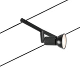 CorDuo Seilsystem Salt Basis-Set in Schwarz-Matt mit flexibler Spot-Lampe für individuelle Raumgestaltung.