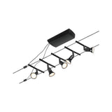 CorDuo Seilsystem Salt Basis-Set in Schwarz-Matt mit Chrom, ideal für flexible Raumgestaltung.