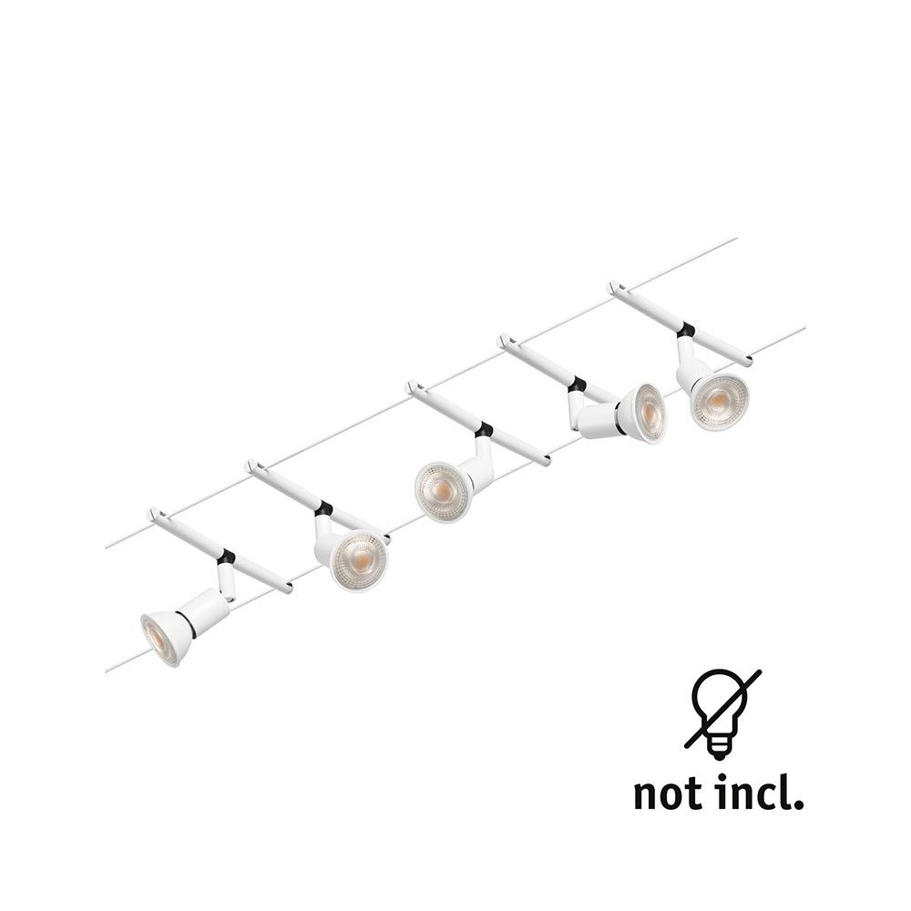 CorDuo Seilsystem Salt Basis-Set in Weiß-Matt, Chrom mit flexibler Montageoption.