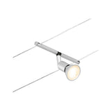 CorDuo Salt Einzelspot in Chrom-Matt, ideal für Seilsysteme an Wand und Decke.