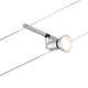 CorDuo Seilsystem Salt Einzelspot Chrom-Matt an Seil montiert, ideal für flexible Beleuchtung.