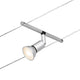 CorDuo Seilsystem Salt Einzelspot Chrom-Matt an einem Seil montiert, ideal für kreative Lichtlösungen.