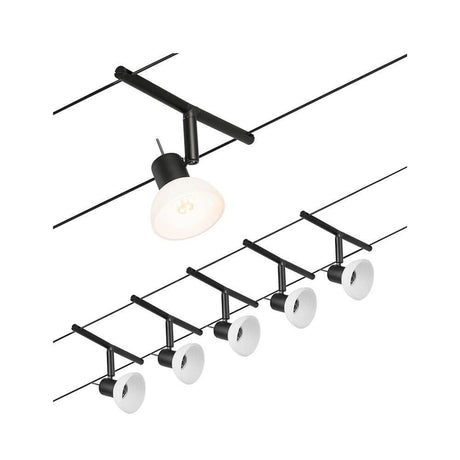 CorDuo cable system Sheela 5-spot basic set Black, Chrome with five spots and modern design.