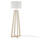 Cross Stehleuchte mit Holzfuß 160cm Weiß in Naturholz mit weißem Stoffschirm