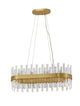 Crown Pendelleuchte 10-flammig Gold-Satiniert mit elegantem Kristallglas und Satin-Gold-Design.
