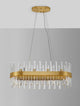 Crown Pendelleuchte 10-flammig Gold-Satiniert mit elegantem Kristallglasdesign und goldenem Metallband
