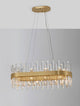 Crown Pendelleuchte 10-flammig Gold-Satiniert mit Kristallglasstäben und elegantem Design.